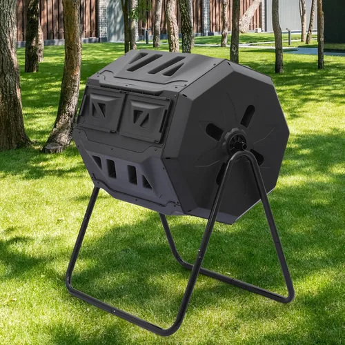Miniatura 11 de MoNiBloom Compostador Giratorio de 43 Galones, Exterior Sin BPA Gran Cámara Doble Contenedor de Compost Giratorio Todas las Estaciones Trabajo