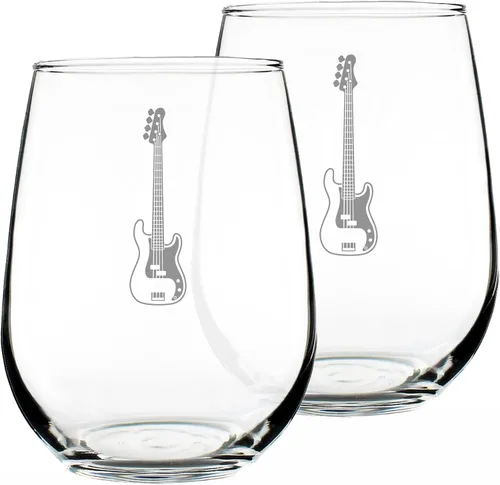 Miniatura 6 de Custom Electric Bass Personalized Stemless Wine Glass - Music Gifts for Bass Players, Teachers and Musicians that Play Bass Guitar - Large 17 Oz