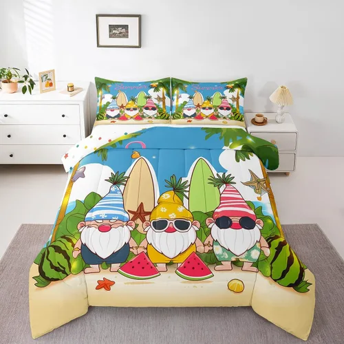Miniatura 10 de Erosebridal Blue Ocean - Juego de edredón tamaño individual Juego de ropa de cama de ballena delfín y tortuga marina para niños y niñas, juego