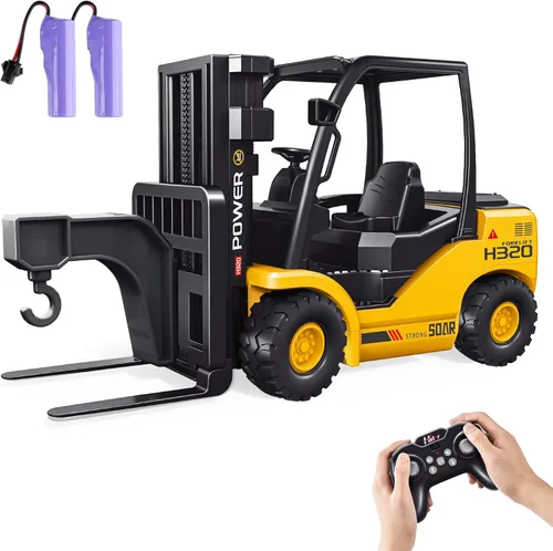 Miniatura 12 de Juguete de excavadora RC de metal 1:18 para niños Vehículo de construcción de control remoto de 11 canales con rociador de agua, luces y sonidos
