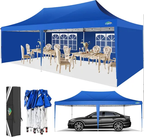 Miniatura 30 de COBIZI - Tienda desplegable de 3,66 x 3,66 metros en oferta - Cenador portátil de metal para exteriores con mosquitero, impermeable - Cenador Caqui