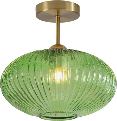 Miniatura 16 de BOKT Lámpara de techo vintage de 9.8 pulgadas con forma de farol, luz de techo de vidrio blanco leche, lámpara colgante de techo moderna de mediados
