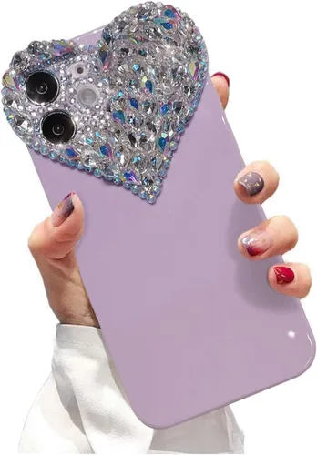 Miniatura 10 de Bonita funda para iPhone 11 con purpurina 3D para mujeres y niñas, bonita funda transparente con diamantes de imitación y diamantes de imitación