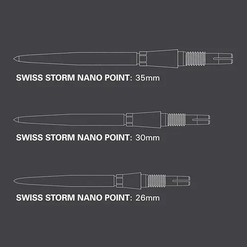 Miniatura 2 de Target Darts Swiss Point Storm Nano Dart Points (3-Pack Tips) 26/30/35mm SP – Change Dart Point, Professional Dart Accessories plateado