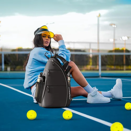 Miniatura 7 de Bolsa de Hombro Athletico - Mochila Cruzada para Pickleball, Tenis, Racketball y Viaje para Hombres y Mujeres Negro
