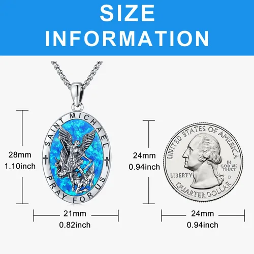 Miniatura 66 de Odinstone Collar de plata de ley 925 con medalla de San Miguel/San Cristóbal/San Benito/Crucifijo de Jesús/San Uriel/Arcángel Rafael para hombres