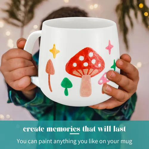 Miniatura 5 de Kit de Pintura de Tazas DIY de Goldentime para Adultos y Niños Incluye Tazas Cerámicas en Blanco para Decorar, Tazas Pintables y Suministros