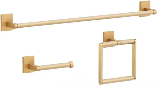 Miniatura 2 de Juego de accesorios de baño de 4 piezas de níquel cepillado/oro cepillado, incluye barras de toalla de mano de 24 pulgadas, soportes para papel