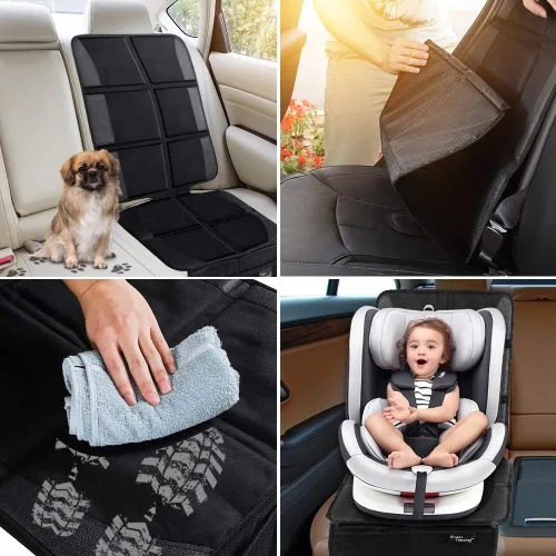 Miniatura 4 de Protector de asiento de automóvil, paquete de 2 protectores de asiento de automóvil grandes para niños y bebés con bolsillos organizadores