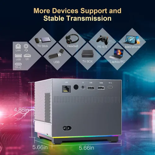 Miniatura 4 de XNANO Proyector de soporte 4K con WiFi6 y Bluetooth 5.0, proyector de cine en casa Full HD 1080P, con asistente de voz inteligente, proyector 4D/4P