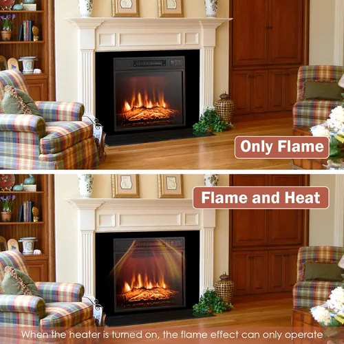 Miniatura 6 de Insertos de chimenea eléctrica de 18 pulgadas, calentador de chimenea empotrado de 1400 W con control remoto, temperatura ajustable y efectos
