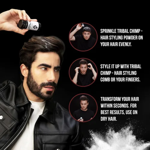 Miniatura 4 de Tribal Chimp Polvo para peinar el cabello, fijación invisible todo el día y polvo texturizante de volumen para hombres y mujeres, polvo para peinar