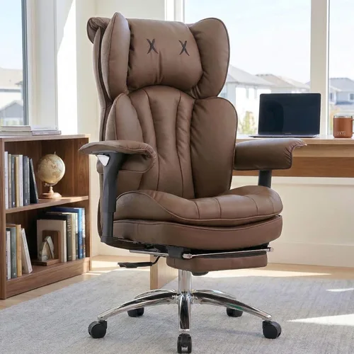 Miniatura 8 de Efomao Silla de oficina blanca grande y alta con reposapiés, silla ergonómica de respaldo alto para computadora con reposabrazos ajustables, asiento