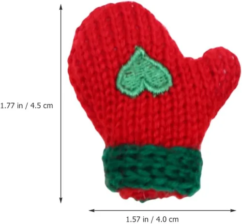Miniatura 6 de EXCEART Mini guantes de punto de Navidad, 16 unidades, guantes de Papá Noel, para hacer muñecas, decoración para botellas de vino, sombrero