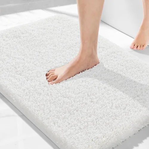 Miniatura 116 de Yimobra Alfombra de baño de felpa esponjosa, súper lanuda suave, cómoda, antideslizante, absorbente de agua, alfombra de baño de microfibra que se