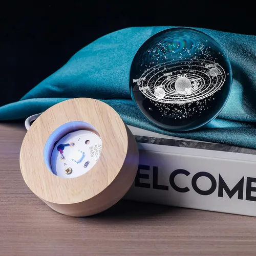 Miniatura 5 de Sistema Solar 3D de 60mm Bola de Cristal Astronomía Universo Regalos Modelo de Planetas del Sistema Solar 3D Ciencia Temática de Espacio Regalos Luz