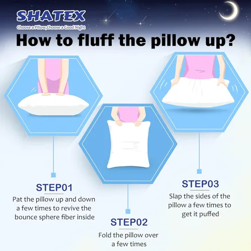 Miniatura 7 de Shatex Almohada extra firme tamaño King de 34 x 20 pulgadas, almohada de cama con inserto ajustable que proporciona un apoyo más fuerte