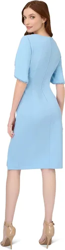Miniatura 2 de Adrianna Papell Vestido de punto con ribete de perlas de crepé para mujer