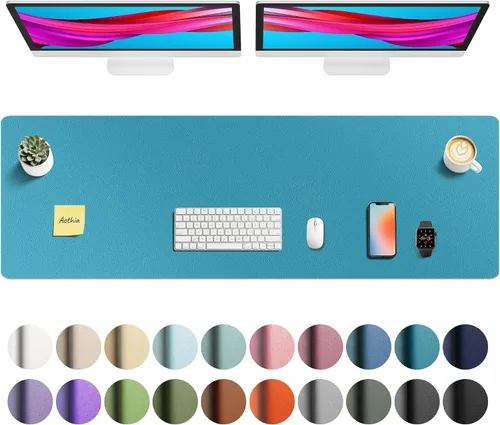 Miniatura 37 de Aothia - Protector de escritorio de cuero sintético, base para mouse, superficie antideslizante e impermeable para escribir y para laptop