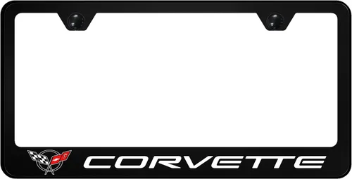 Au-TOMOTIVE GOLD INC. Logotipo de impresión UV con licencia oficial en marco de matrícula de policarbonato negro para Chevy Corvette C5