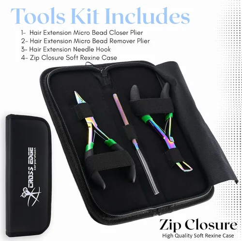 Miniatura 2 de Kit de herramientas de extensión de cabello — Alicates para cerrar cuentas + alicates para quitar cuentas + aguja de tracción Juego de instalación