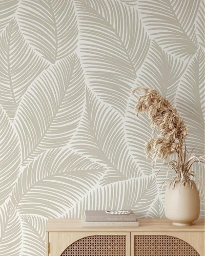 Papel tapiz de hojas minimalistas, papel tapiz floral autoadhesivo extraíble, papel tapiz escandinavo para despegar y pegar (1 rollo de 24 pulgadas