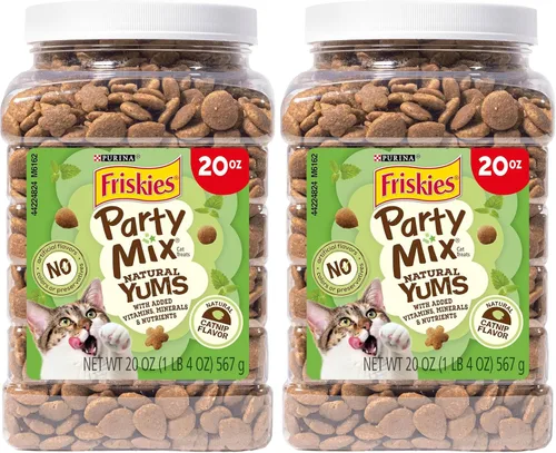 Miniatura 11 de Purina Friskies fabricado en instalaciones de EE. UU., golosinas naturales para gatos, Party Mix Natural Yums sabor a hierba gatera - 20 onzas