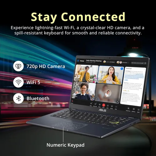 Miniatura 5 de ASUS Vivobook Go - Laptop FHD de 14 pulgadas, Intel Celeron N4500, RAM DDR4 de 4 GB, eMMC de 128 GB, gráficos Intel UHD, teclado numérico, cámara