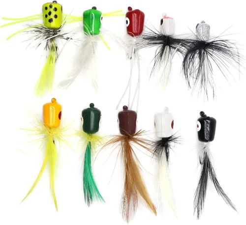 Miniatura 2 de YZD Bass Popper - Kit de moscas de pesca en seco - Panfish Bass Fishing Topwater Bait (Kit de popper 2)