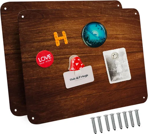 Miniatura 9 de Placa de acero inoxidable de 9 x 6.5 pulgadas para imanes, parte trasera adhesiva 3M, tornillos de montaje, ideal para estantes magnéticos, imanes