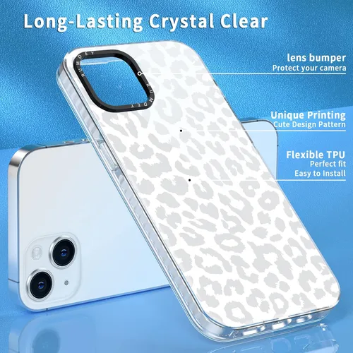 Miniatura 5 de Pack de 2 Fundas con Estampado de Guepardo para Apple iPhone 13 / iPhone 14 de 6.1 Pulgadas, Funda Transparente Linda Coquette con Patrones