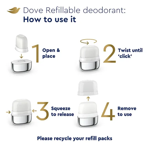 Miniatura 5 de Kit de inicio de desodorante recargable Dove para mujeres con aroma a coco y jazmín rosa, 0% aluminio, 1.13 oz