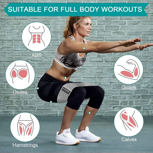 Miniatura 5 de Supertrip Bandas de resistencia de tela para piernas y glúteos, antideslizantes, para mujeres/hombres, bandas elásticas para entrenamiento, fitness
