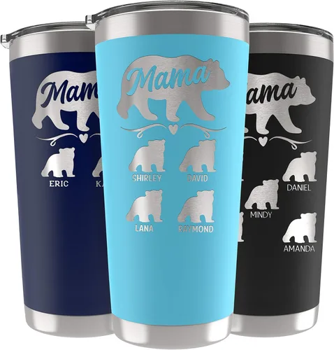 Miniatura 13 de Vaso de Mamá Oso, vaso personalizado para mamá Oro Rosa