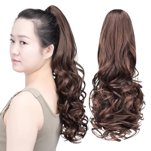 Miniatura 55 de SYXLCYGG Auburn Clip Cola de caballo Clip Cola de caballo Extensión de cola de caballo ondulado 10 pulgadas 3.5 oz pelo sintético falso pieza