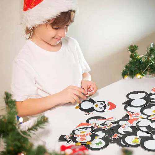 Miniatura 2 de Fennoral Paquete de 12 Manualidades de Pingüino para Niños Haz Tu Propio Pingüino Adornos de Navidad de Espuma Manualidades DIY para Niños Niñas