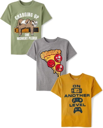 Miniatura 65 de The Children's Place Paquete de 3 camisetas gráficas de manga corta para niños