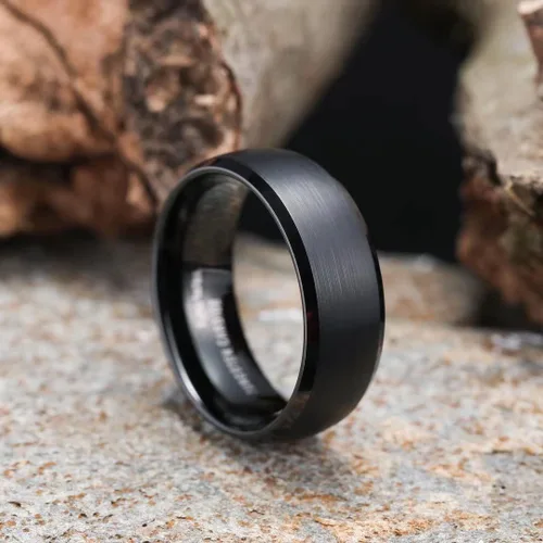 Miniatura 2 de King Will Anillo de carburo de tungsteno para hombre, acabado mate, 0.079pulgadas, 0.157pulgadas, 0.236pulgadas, 0.315pulgadas, color negro Anillo