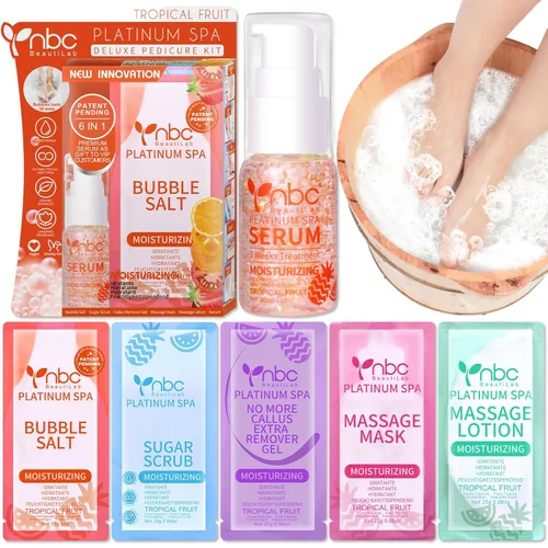 Miniatura 24 de Juego de spa de pedicura para pies, kit de pedicura para el hogar con sal de baño, loción hidratante de crema exfoliante para pies, cuidado de pies