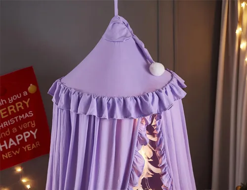 Miniatura 7 de VETHIN Dosel de cama para niñas, Princesa Cúpula Redonda de Ensueño Mosquitera Ropa de Cama Habitación de Niñas Castillo Tienda de Juego Colgante