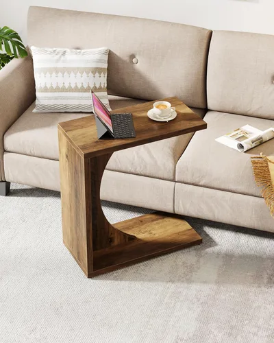 Miniatura 13 de Tribesigns - Mesa auxiliar en forma de C para sofá, mesa lateral para sofá, mesa en forma de C para espacios pequeños, sala de estar, dormitorio