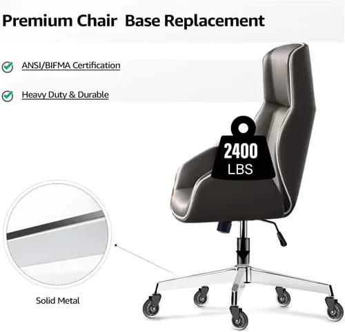 Miniatura 4 de Sytopia Base para silla de oficina, 28 pulgadas, repuesto de base de silla de escritorio con patas de metal reforzadas (2300 libras), parte inferior