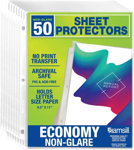Miniatura 11 de Samsill Paquete de 50 protectores de hojas, protectores de página de 8.5 x 11 pulgadas para carpeta de 3 anillas, peso estándar, protector