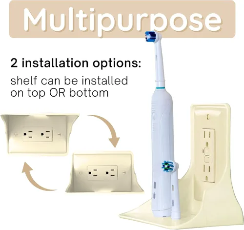 Miniatura 7 de Power Perch - Organizador de estante horizontal para altavoces Alexa Echo Dot, teléfono, soporte de pared con correa de almacenamiento de cable