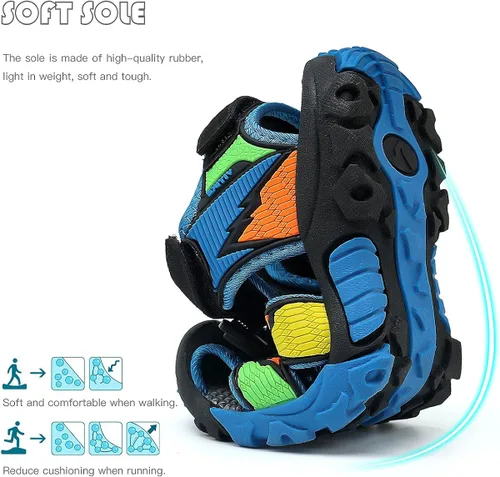 Miniatura 6 de Littleplum Sandalias para niños con puntera cerrada, sandalias deportivas para niños pequeños, zapatos de verano para niños grandes, caminar