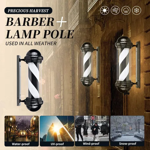 Miniatura 5 de Poste de luz de peluquero de 30 pulgadas, fuente de luz LED, luminoso superior, montaje en pared, accesorio de luz giratoria de barbería en blanco