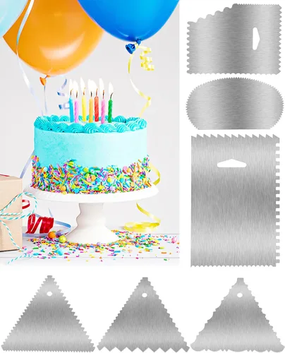 Miniatura 5 de Nuevo 6pcs Cake Scraper 430 inoxidable Decoración Peine y glaseado más suave
