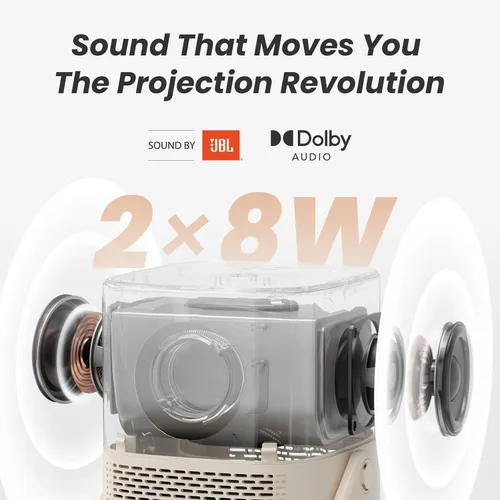 Miniatura 4 de [Sonido de JBL y batería integrada] Proyector para exteriores Yaber T2 con WiFi 6 y Bluetooth, proyector portátil de película inteligente Native