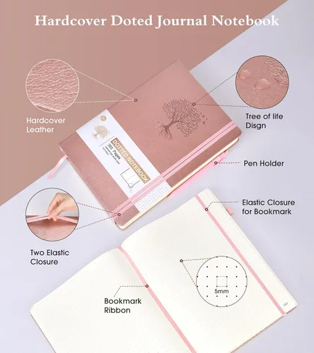 Miniatura 3 de Ansopu Cuaderno de puntos, 360 páginas numeradas, cuadrícula de puntos, de 8.5 x 11 pulgadas, papel de punto de 3.53 oz/m², tapa dura gruesa