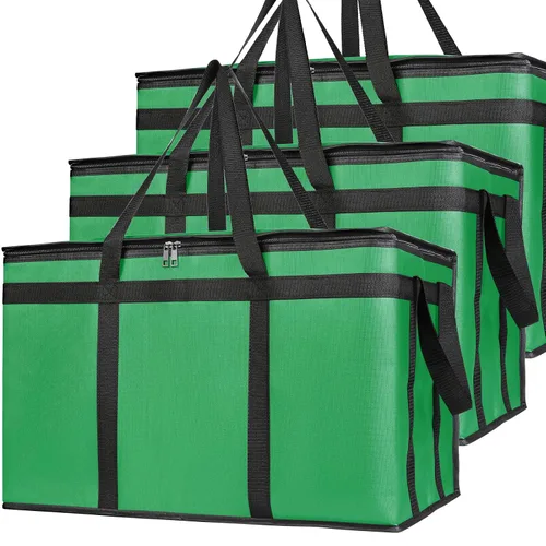 Miniatura 13 de Bodaon Paquete de 3 bolsas aisladas para entrega de alimentos, bolsas enfriadoras de pizza XXXL, bolsa de entrega de viaje compartido, soporte